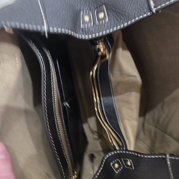 Francis Valentine Black Leather Tote Carryall Travel Minimalist With Pouch - Picture 6 of 7